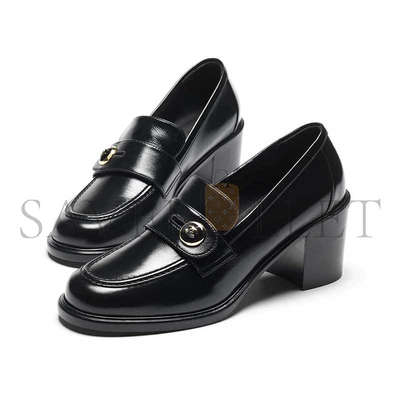 CHANEL MOCCASINS SHINY CALFSKIN BLACK 
